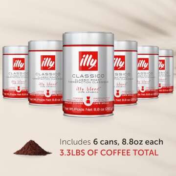illy Ground Drip Coffee Classico - 100% Arabica - Medium Roast - 250g, 6 Pack