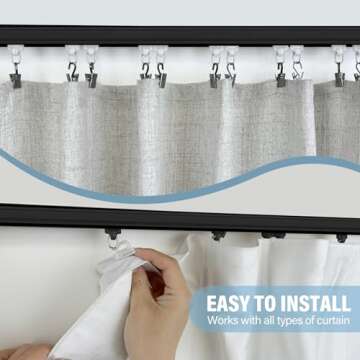 Hoeflife Curtain Track Ceiling Mount heavy duty sliding Curtains Tracks rails Rod System Room Divider with clips 3-6ft White