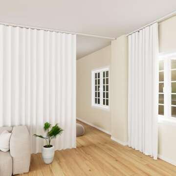 Hoeflife Curtain Track Ceiling Mount heavy duty sliding Curtains Tracks rails Rod System Room Divider with clips 3-6ft White