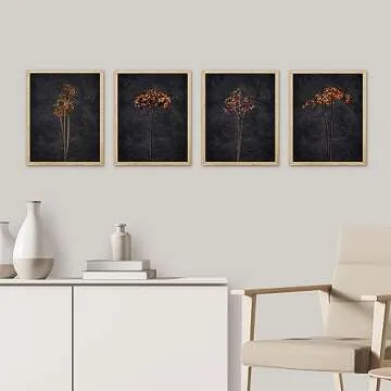 SIGNWIN Artistic Framed Floral Prints, Set of 4