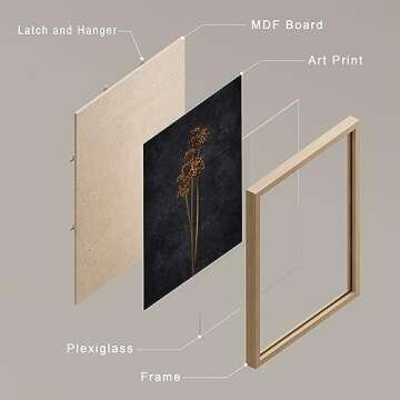 SIGNWIN Framed Moody Floral Print Dark Orange Wall Art, Set of 4 Wildflower Still Life Wall Decor Prints, Minimalism Wall Décor for Living Room, Bedroom - 12"x16" Natural