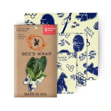 Bee's Wrap Reusable Beeswax Food Wraps Made in the USA, Eco Friendly Beeswax Wraps for Food, Sustain...