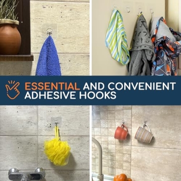 GLUIT Adhesive Wall Hooks Heavy Duty 22lbs Clear 12 Pack