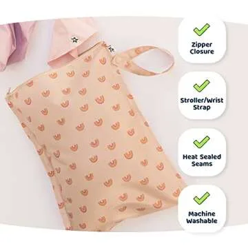 Tiny Twinkle Mess-proof Wet Bags 2 Pack Waterproof and Washable Bag for Travel storage, Stroller, Daycare, Baby Diapers, Yoga, Beach, Pool, Wet Toddler Swimsuits (Rose, Burgundy)