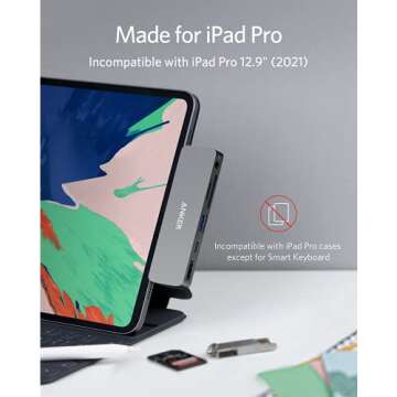 Anker USB C Hub for iPad Pro, PowerExpand Direct 6-in-1 Adapter, with 60W Power Delivery, 4K HDMI, Audio, USB 3.0, SD and microSD Card Reader (Not Compatible with iPad Pro and iPad Mini 2021)