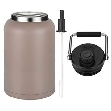 Zenbo One Gallon Jug with Straw,Keeps Cold up to 48 Hours - 128 oz Double Wall Vacuum Insulated Water Bottle, Sweat-Proof & Leak-Proof, Stainless Steel Thermos for Hot & Cold Drinks