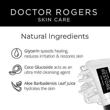 Doctor Rogers Restore Natural Face Wash, Gentle Face Cleanser For Women & Men, Hydrating Face Wash For Sensitive, Dry & Combination Skin, Dermatologist-Created Daily Facial Cleanser, 5 fl oz Tube