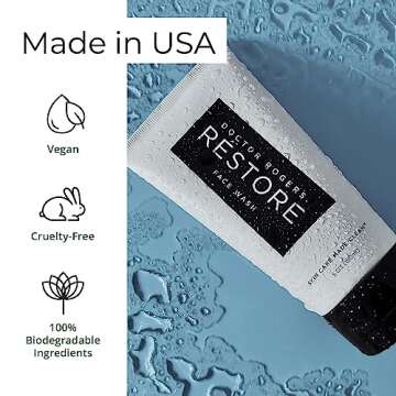 Doctor Rogers Restore Natural Face Wash, Gentle Face Cleanser For Women & Men, Hydrating Face Wash For Sensitive, Dry & Combination Skin, Dermatologist-Created Daily Facial Cleanser, 5 fl oz Tube