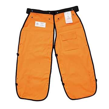 FORESTER Chainsaw Apron Chaps with Pocket & Adjustable Belt (35 Inch, Orange)
