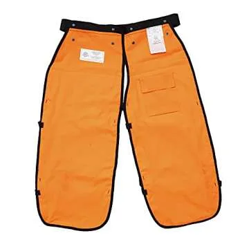 FORESTER Chainsaw Apron Chaps with Pocket & Adjustable Belt (35 Inch, Orange)