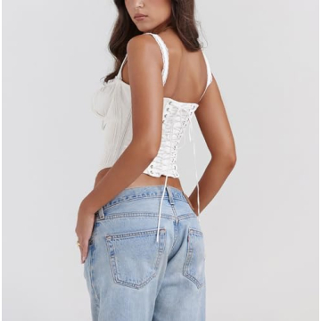 YADMISU Women's Lace Up Cami Corset Top - Stylish & Versatile