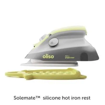 Oliso M3Pro Project Steam Iron with Solemate - for Sewing, Quilting, Crafting, and Travel | 1000 Watt Ceramic Soleplate Steam Iron | Pistachio