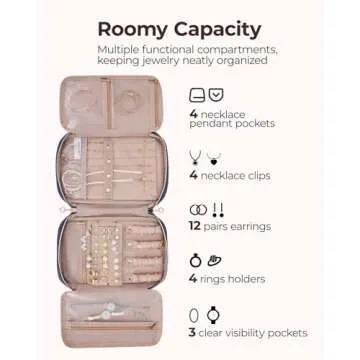 BAGSMART Jewelry Organizer Bag Travel Jewelry Storage Cases for Necklace, Earrings, Rings, Bracelet, Blue