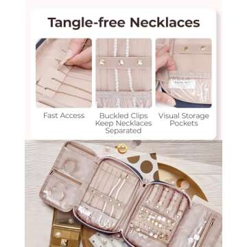 BAGSMART Jewelry Organizer Bag Travel Jewelry Storage Cases for Necklace, Earrings, Rings, Bracelet, Blue