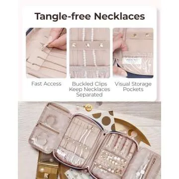 BAGSMART Jewelry Organizer Bag Travel Jewelry Storage Cases for Necklace, Earrings, Rings, Bracelet, Blue