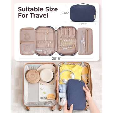 BAGSMART Jewelry Organizer Bag Travel Jewelry Storage Cases for Necklace, Earrings, Rings, Bracelet, Blue