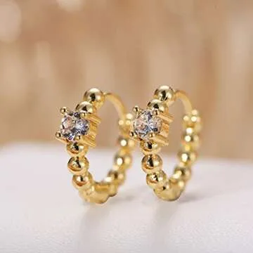 Elegant 5 Pairs Gold Silver Huggies Hoop Earrings Set