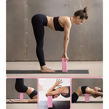 2 Pack Yoga Blocks High Density EVA Foam Brick Soft Non-Slip Surface Exercise Bricks Stability and Balance for Exercise, Yoga, Pilates, Meditation, Aid Balance (Pink)