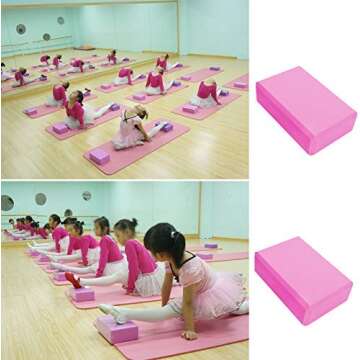 2 Pack Yoga Blocks High Density EVA Foam Brick Soft Non-Slip Surface Exercise Bricks Stability and Balance for Exercise, Yoga, Pilates, Meditation, Aid Balance (Pink)