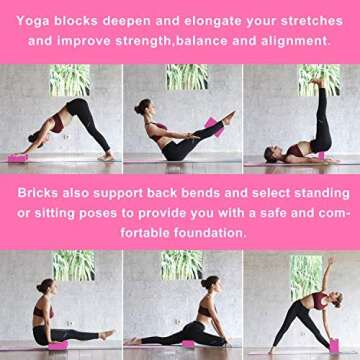 2 Pack Yoga Blocks High Density EVA Foam Brick Soft Non-Slip Surface Exercise Bricks Stability and Balance for Exercise, Yoga, Pilates, Meditation, Aid Balance (Pink)
