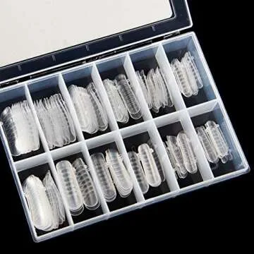 130pcs Nail Tips Clips Finger Nail Extension Kit- 10pcs Quick Building Nail Forms Clips+ 120pcs Clear Nail Pattern Dual Nail Form Finger Extension Nail Art Manicure Tool for Home DIY Salon