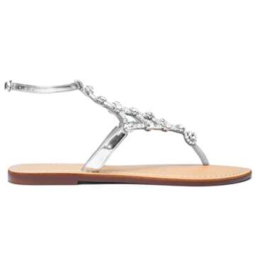 Stylish UTIKLIOU Women's Rhinestone Flat Sandals for Elegance
