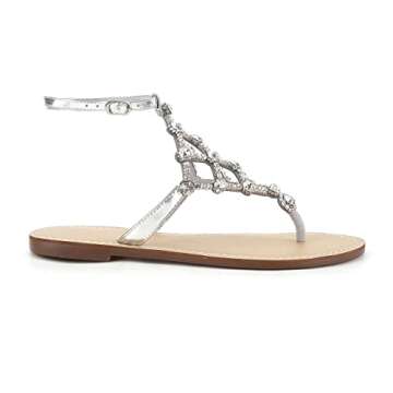 Stylish UTIKLIOU Women's Rhinestone Flat Sandals for Elegance