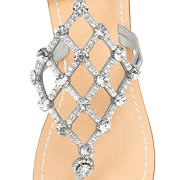 Stylish UTIKLIOU Women's Rhinestone Flat Sandals for Elegance