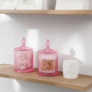 Stylish Qtip Holder Glass Apothecary Jar for Bathroom Storage