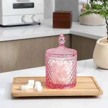 Stylish Qtip Holder Glass Apothecary Jar for Bathroom Storage