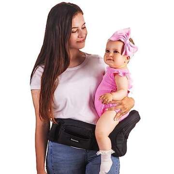 FLEEROSE - Baby Hip Carrier - New Ergonomic Bench Design, Multiple Pockets & Lumbar Support & Breath...