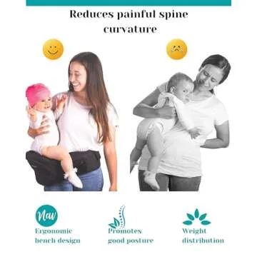 FLEEROSE - Baby Hip Carrier - New Ergonomic Bench Design, Multiple Pockets & Lumbar Support & Breathable Materials for Newborns & Toddlers, All Seasons & 4 Positions (Black)