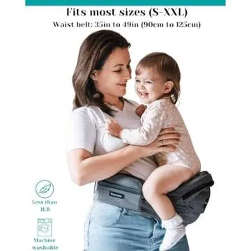 FLEEROSE - Baby Hip Carrier - New Ergonomic Bench Design, Multiple Pockets & Lumbar Support & Breathable Materials for Newborns & Toddlers, All Seasons & 4 Positions (Black)