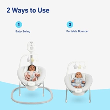 Graco Sway2Me Portable Baby Swing and Bouncer Seat with Music, Sounds, and Adjustable Settings, Watson Collection