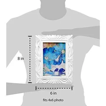 Isaac Jacobs 4x6 White Wave Textured Hand-Crafted Resin Picture Frame with Easel & Hook for Tabletop & Wall Display, Decorative Swirl Design Home Décor, Photo Gallery, Art, More (4x6, White)