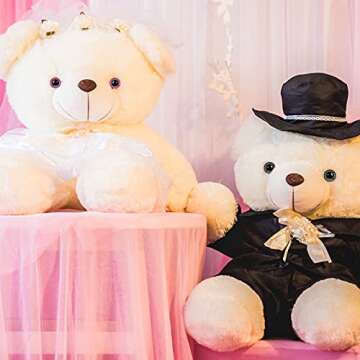 WILLBOND 56 Pcs Large Safety Eyes Stuffed Animal Eyes Plastic 16-30 mm Craft Crochet Eyes for DIY of Puppet Bear Doll Making, 6 Sizes