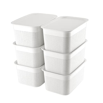 AREYZIN Plastic Storage Bins Set of 6 for Organization