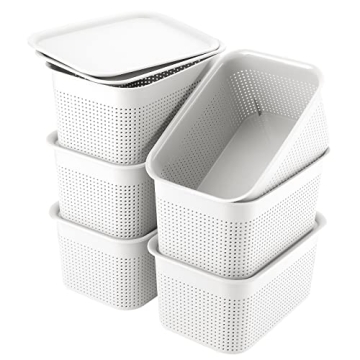 AREYZIN Plastic Storage Bins Set of 6 for Organization
