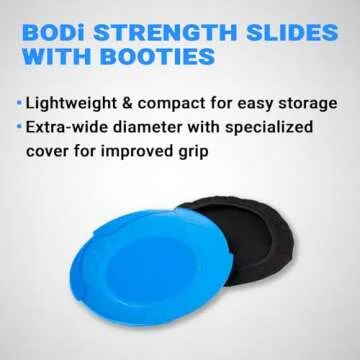 BODi Strength Slides with Booties - Enhance Core & Glute Workouts, Compact Core Sliders for Home Gym Ab Exercise Equipment, Full-Body Workout Accessories, 2 Strength Slides + 2 Booties
