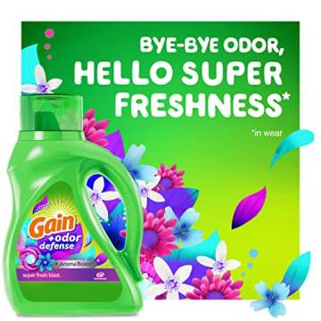 Gain + Odor Defense Liquid Laundry Detergent, Super Fresh Blast Scent, 88 Oz, 61 Loads, HE Compatible