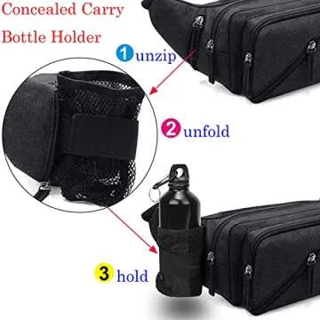 Concealed Carry Pistol Waist Bag - LarKoo Tactical Conceal Carry Pistol Bag Fanny Packs Handgun Holster Pouch with Bottle&Gun Holder Fits 1911 Glock etc