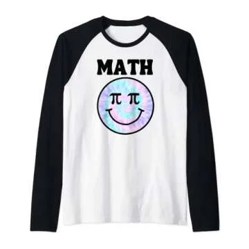 Math Teacher Retro Smile Face Raglan Baseball Tee