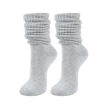 STYLEGAGA Women's Fall Winter Slouch Knit Socks Slouchy Socks Women Scrunch Socks Women Scrunchie Socks 2Pair (Lt Gray - 2Pair)