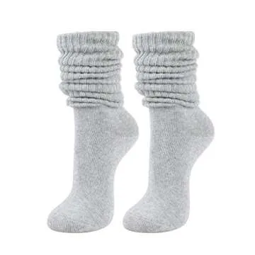 STYLEGAGA Women's Fall Winter Slouch Knit Socks Slouchy Socks Women Scrunch Socks Women Scrunchie Socks 2Pair (Lt Gray - 2Pair)