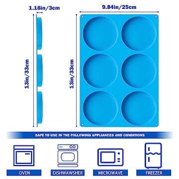 Sidosir Round Silicone Mold for Baking, 4inch Large Breakfast Sandwiches Mold Silicone for Whoopie P...