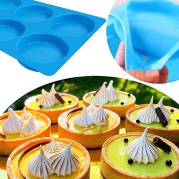 Sidosir Round Silicone Mold for Baking, 4inch Large Breakfast Sandwiches Mold Silicone for Whoopie Pie, Non-Stick Hamburger Buns Molds for Egg Pan, Resin Coaster