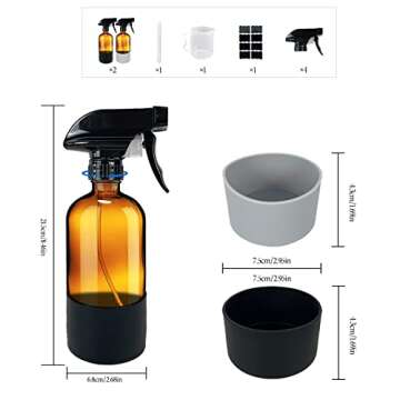 Byekok 16oz Glass Spray Bottles with Silicone Sleeve