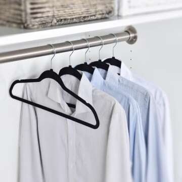 Yaheetech 100 Pack Non Slip Velvet Hangers Heavy Duty Flocked Coat Suit Hangers Space Saving Clothes...