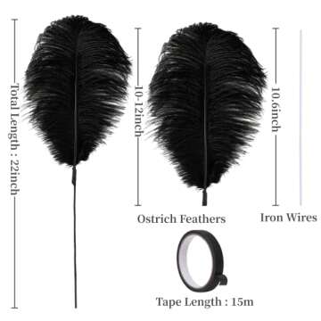 Holmgren Black Ostrich Feathers Kit for Events and Deco