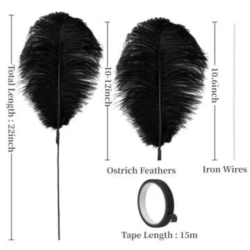 Holmgren Black Ostrich Feathers Kit for Events and Deco